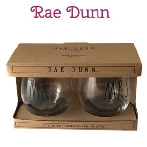 *NWT* Rae Dunn MR. & MRS. Stemless Wine Glasses *NWT*